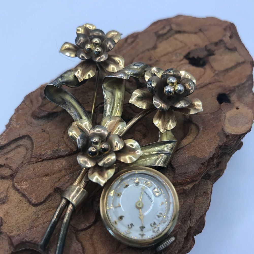 Vintage Imperial watch brooch 